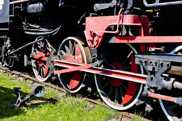 detail of steam locomotive in railway museum, Jaworzyna Slaska,