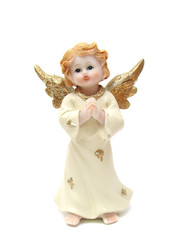 Angel with golden wings, the statuette. Guardian angel