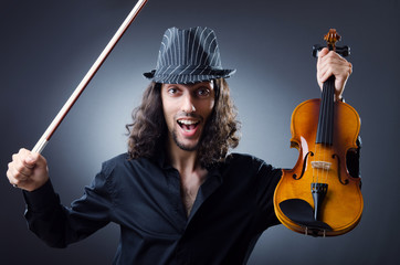Gypsy violin player in studio
