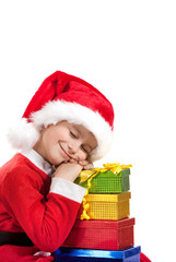 Boy holding a christmas gift