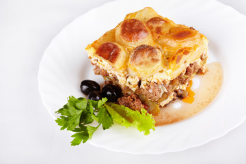 Moussaka - casserole of minced meat and vegetables