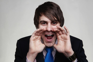 businessman shout