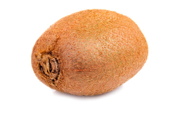 Single whole mature kiwi fruit Isolated Located on White