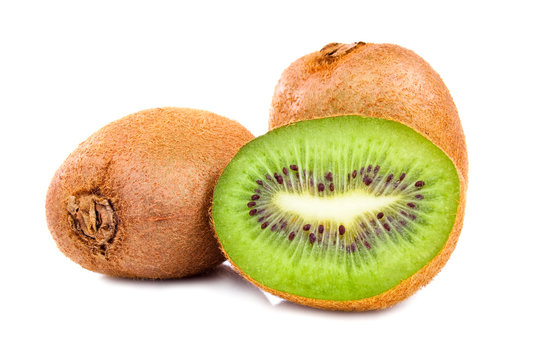 Cut fruit of kiwi Isolated Located on White