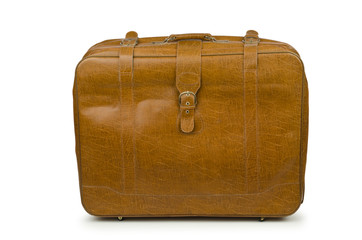 Travel concept with suitcase on white