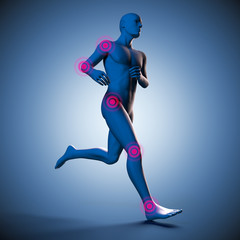 Laufender Mann Silhouette mit Gelenkschmerzen