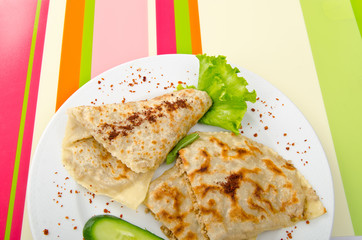 Tasty pancakes served in the plate