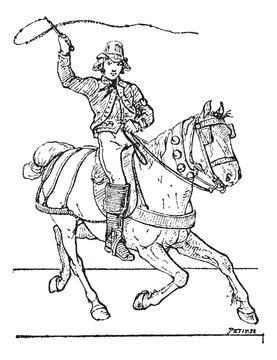 Postilion or Postillion, vintage engraving.