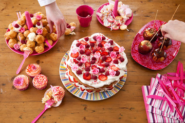Table with birthday snacks