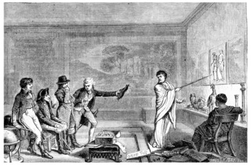 A conference. Facsimile of the frontispiece of the tables of the