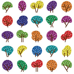 Tree silhouettes colorful illustration collection background