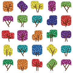 Tree silhouettes colorful illustration collection background