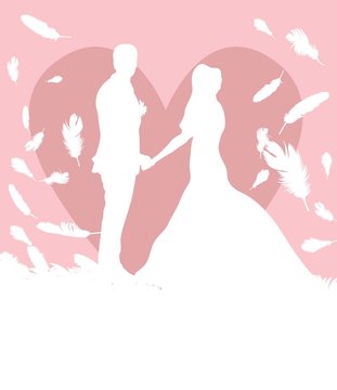 Wedding card with man and women in heaven
