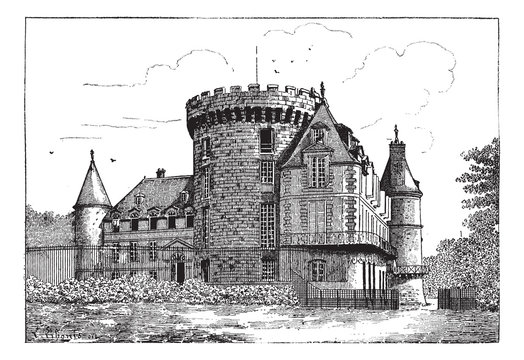 Chateau of Rambouillet, vintage engraving.