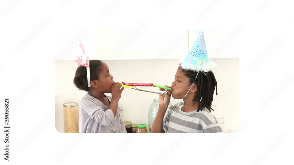 Poster hand activating and scrolling vertically through family videos
