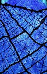 abstract blauw glas in lood raam.