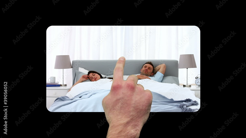 Poster hand scrolling vertically through family videos on touch screen