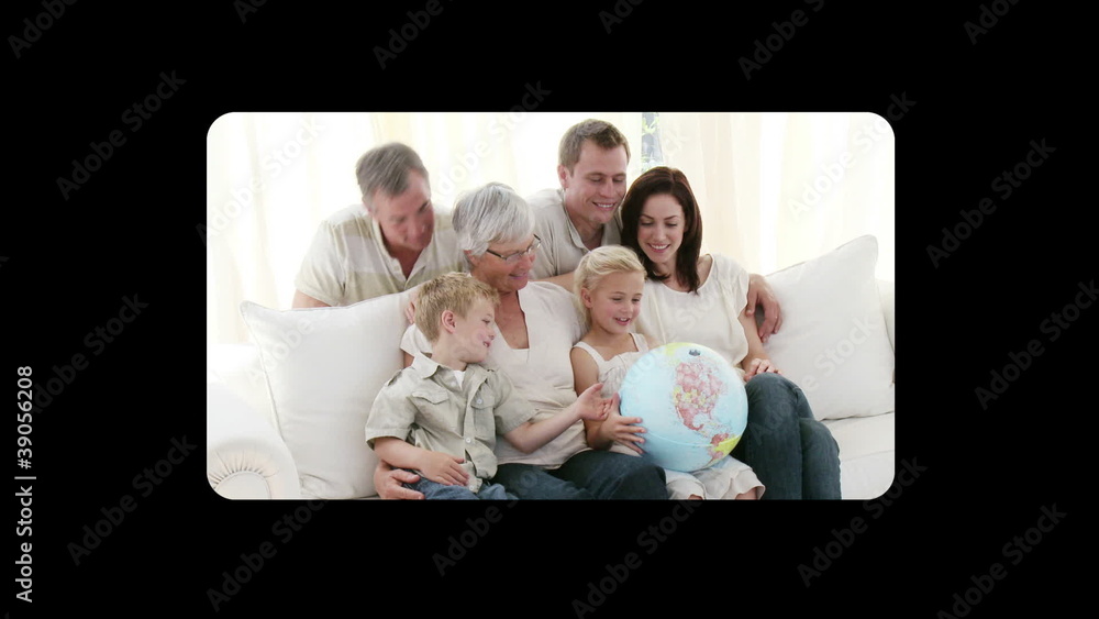 Poster hand scrolling vertically through family videos on tablet