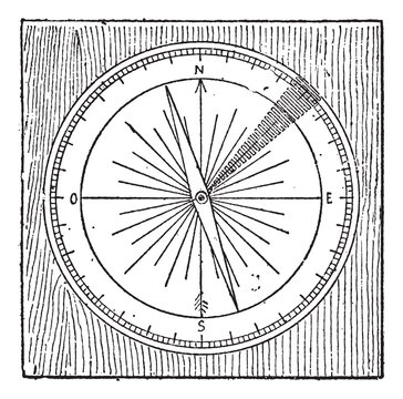 Rhumb, vintage engraving.