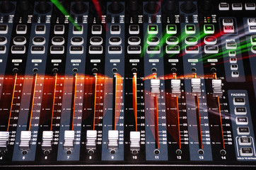 Main Mixer Board of Sound System with Zoom Burst Light