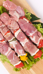 Spiedini di carne di suino, close-up