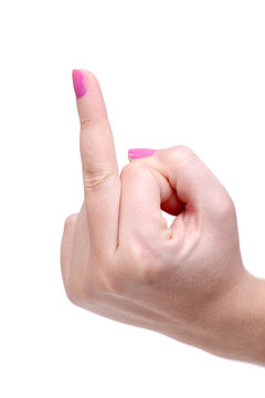 Female Hand With Middle Finger Up