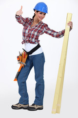 Happy woman carpenter