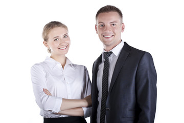 Portrait of happy business people at studio