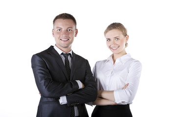 Portrait of happy business people at studio