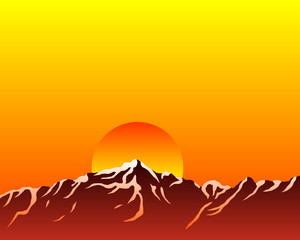 Berge mit Sonne