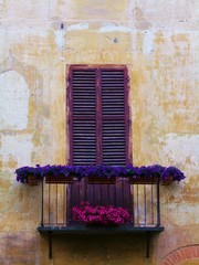 Balkon mit Blumenschmuck