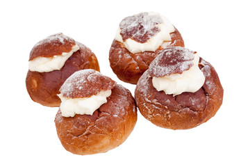 traditional Estonian shrove bun on isulated white