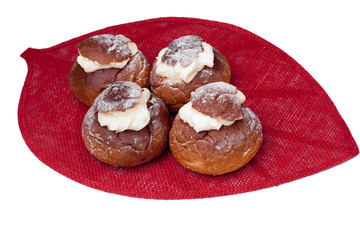 traditional Estonian shrove bun on isulated white