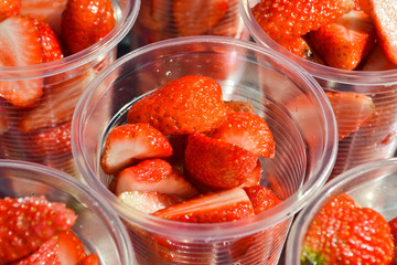 Strawberry Scatter With Sugar In a Cup Of Thailand