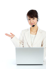 Beautiful businesswoman with headset