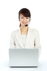 Beautiful businesswoman with headset