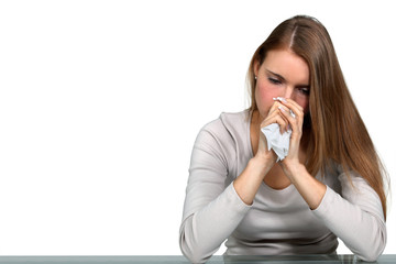 Woman sick with a cold