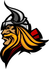Viking Mascot Vector Profile with Horned Helmet