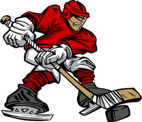 Cartoon Hockey Player Skating Vector