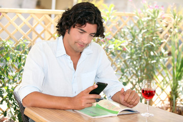 Man checking his cellphone