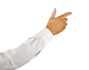 Man pointing to left