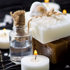 Spa still life with white candles