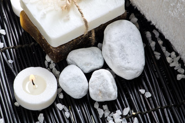 Spa still life with few white stones