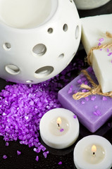 Spa with salt, handmade soap and oil burner