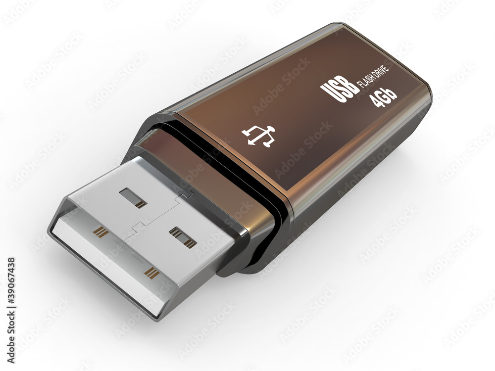 Poster Usb flash memory on white background
