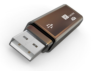 Usb flash memory on white background