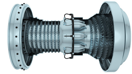 gas turbine. 3d render isolated on white © begiz