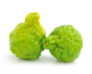 Kaffir lime on white background