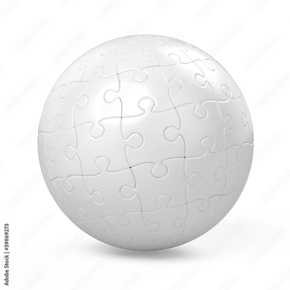 Wall mural white sphere collected from puzzle