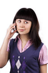 smiling young woman talking on mobile phone